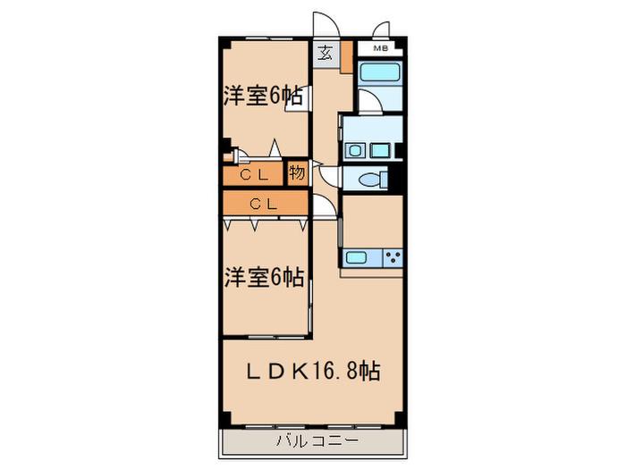 アドバンスユタカ(2LDK/1階)の間取り写真