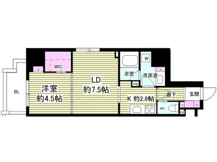 ミリアレジデンス根岸柳通(1LDK/6階)の間取り写真