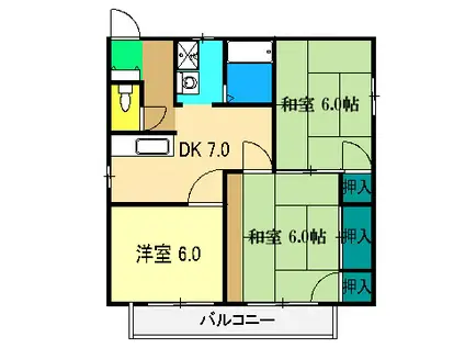 スクエアーハウス(3DK/2階)の間取り写真