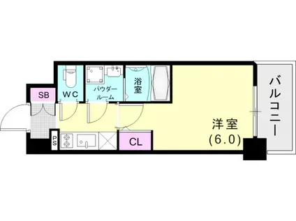 エスリード神戸兵庫駅アクアヴィラ(1K/2階)の間取り写真
