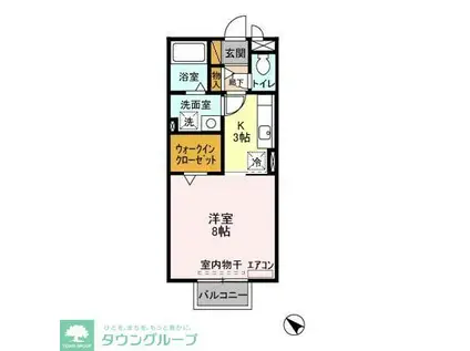 スプリング・K(1K/2階)の間取り写真