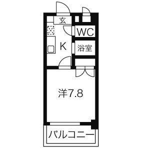 シャンポール大須(1K/4階)の間取り写真