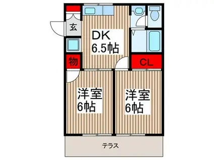イーストハイツ(2DK/1階)の間取り写真