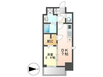 エステムコート名古屋新栄IIアリーナ(1DK/7階)の間取り写真