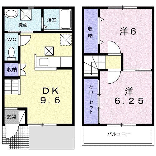 プラネット(2DK/1階)の間取り写真