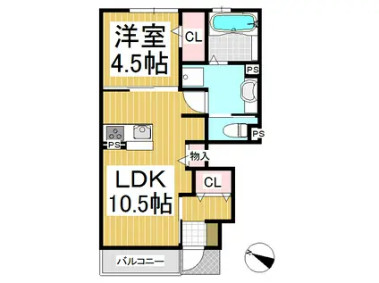 レスポワール上田(1LDK/1階)の間取り写真