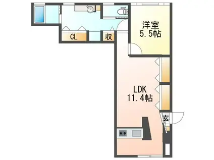 THE SOFT(1LDK/1階)の間取り写真