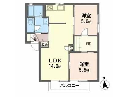 コンフォート山川  A棟(3DK/2階)の間取り写真