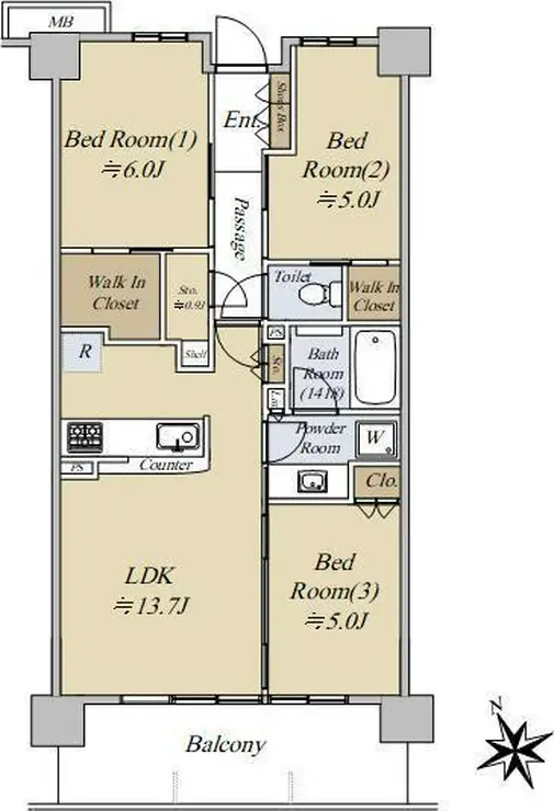 シティテラス横濱綱島 ガーデンズ 7階階 間取り