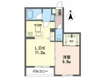 クレール富沢西B(1LDK/1階)の間取り写真