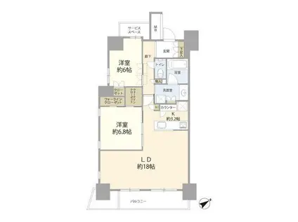 ザ・プレミアスカイ品川中延(2LDK/14階)の間取り写真