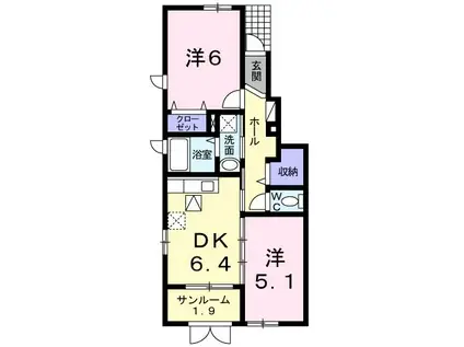 ネオ・オハナ(2DK/1階)の間取り写真