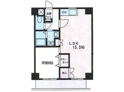 ロイヤルマンション国府津(1LDK/3階)の間取り写真