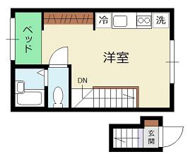 リヴィエール口田II(ワンルーム/2階)の間取り写真