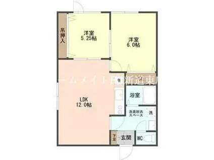 ハイム新川3・4(2LDK/2階)の間取り写真