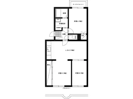 ベルファミーユ開成(2LDK/1階)の間取り写真