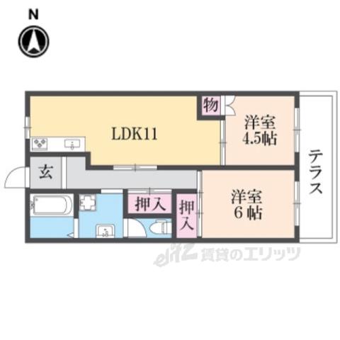 第2洛西ハイツ(2LDK/1階)の間取り写真
