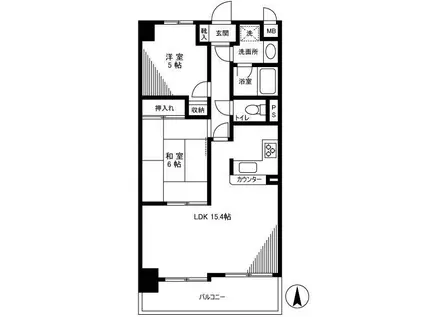 メゾンドール錦糸町ツイン(2LDK/7階)の間取り写真