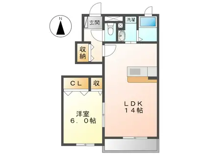 カルム錦(1LDK/1階)の間取り写真