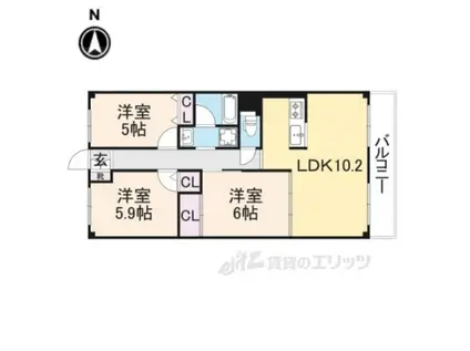 サンパティーク昆陽(3LDK/1階)の間取り写真