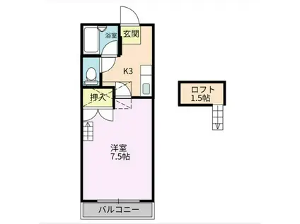 カーサ・アカギ(1K/2階)の間取り写真