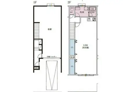西昆陽ガレージハウス(ワンルーム/1階)の間取り写真