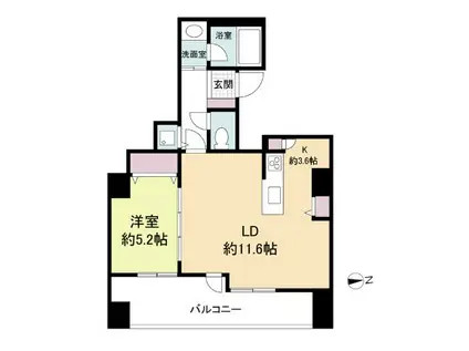 クロスレジデンス大阪新町(1LDK/11階)の間取り写真