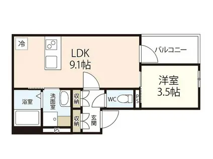 REGALE 神田町(1LDK/3階)の間取り写真