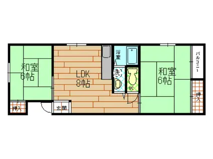 ハイツカトレア(2DK/3階)の間取り写真