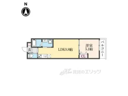 LEI椥辻(1LDK/2階)の間取り写真