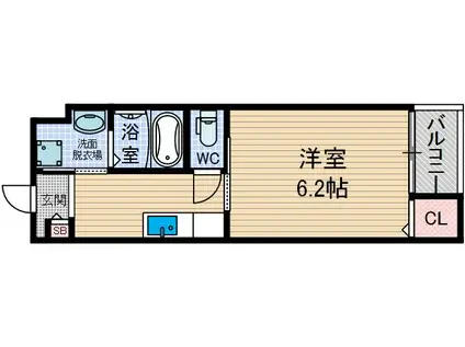 ローズミード総持寺(1K/1階)の間取り写真