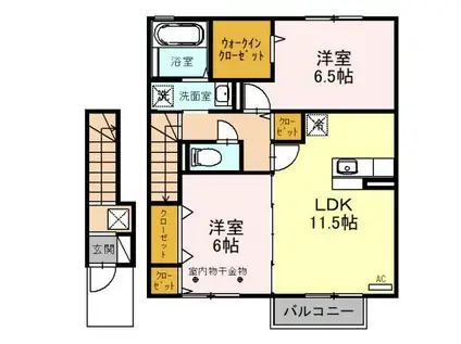 プロムナードさくら E(2LDK/2階)の間取り写真