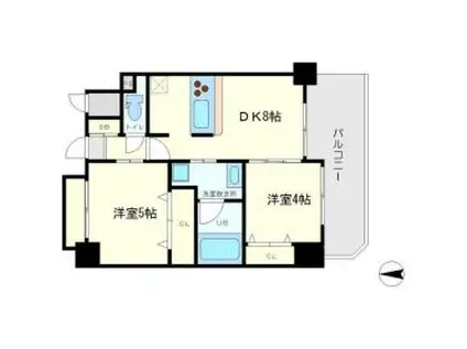 アーデンタワー本町イースト(2DK/4階)の間取り写真