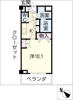 メイビル覚王山(1K/3階)の間取り写真