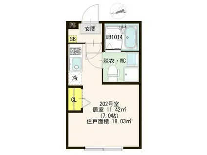 ハーモニーテラス宝町IV(ワンルーム/2階)の間取り写真