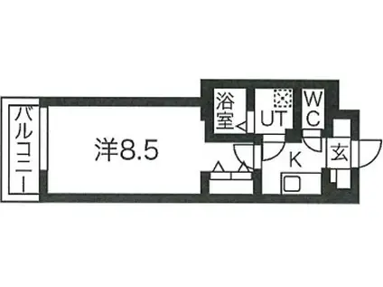 ルネサンスコート祐天寺(1K/2階)の間取り写真