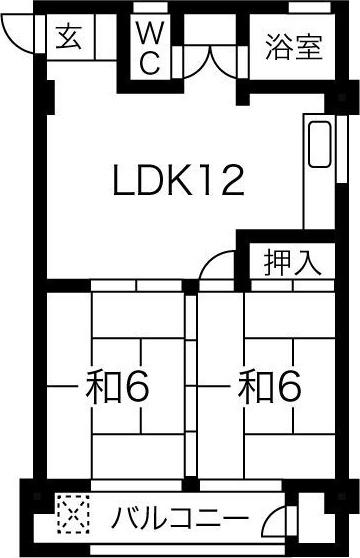 岐阜南中駒ビル(2LDK/4階)の間取り写真