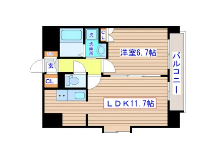 エルスタンザ広瀬通レジデンス(1LDK/6階)の間取り写真