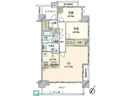 プラウド宮原マークス(2LDK/7階)の間取り写真