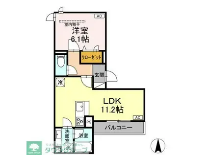 D PAINA 中野島II(1LDK/2階)の間取り写真