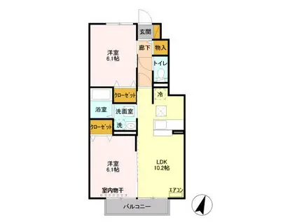エリーゼ(2LDK/1階)の間取り写真