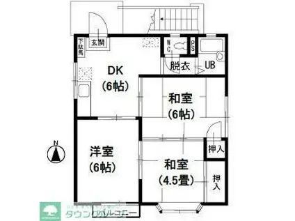 エントピアII(3DK/1階)の間取り写真