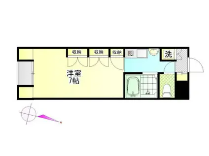 K2フラット(1K/2階)の間取り写真