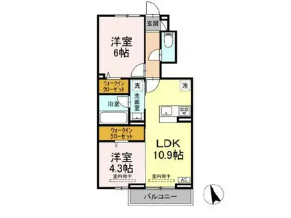 ラルブルボヌ―ル(2LDK/1階)の間取り写真