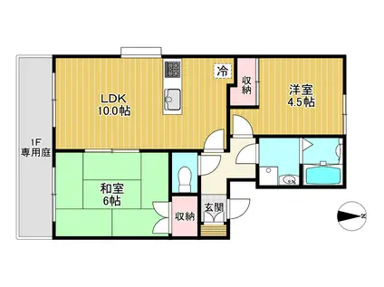 シャトレヴェールA棟(2LDK/2階)の間取り写真