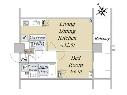 シティタワー新宿(1LDK/30階)の間取り写真