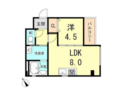 クレール西多聞通(1LDK/2階)の間取り写真