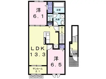 LE LIEN II(2LDK/2階)の間取り写真