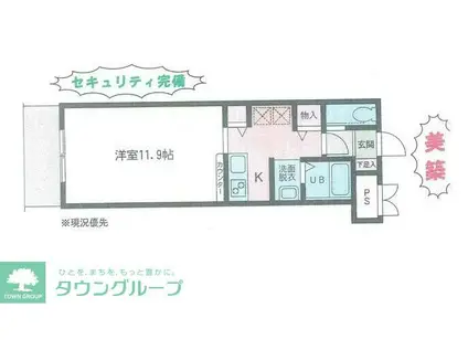 セントアーバン(1K/1階)の間取り写真