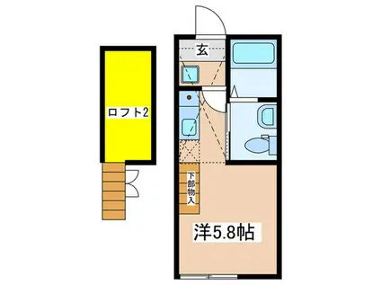 グラーテス桜木町(ワンルーム/1階)の間取り写真